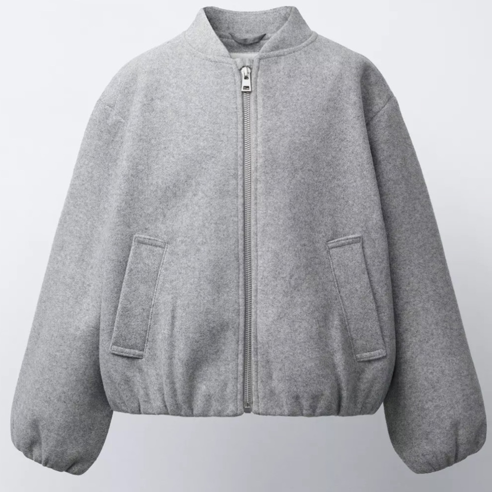 Zara Light Gray Zip-Up Jacket